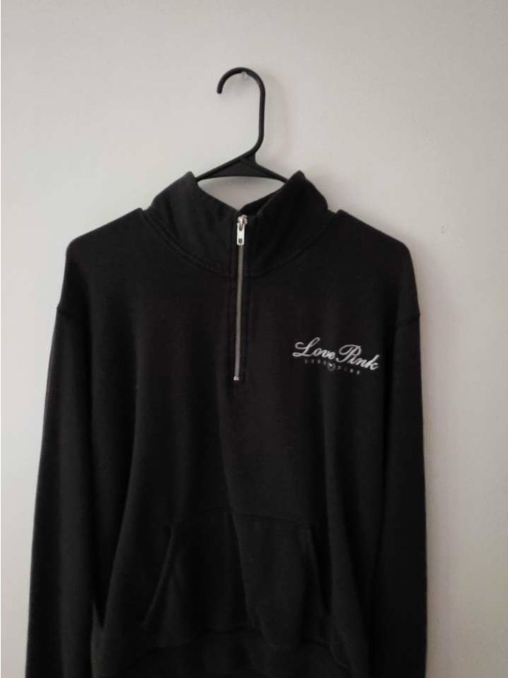 PINK Victoria's Secret Black Half-Zip Pullover Size L